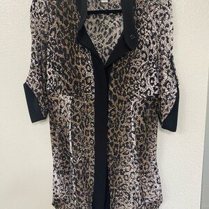Joseph Ribkoff 3/4 sleeve animal print mesh tunic